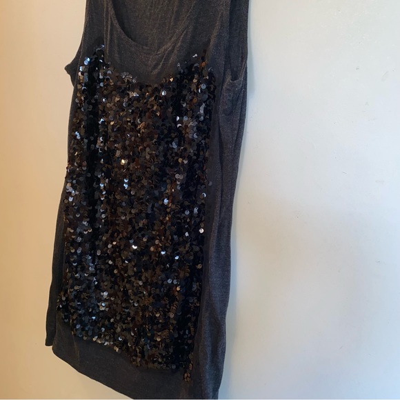 Alfani Size: Medium Charcoal Gray and Black Sequined Tank Top - Picture 2 of 8